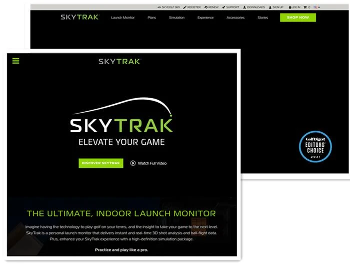 SkyTrak website page