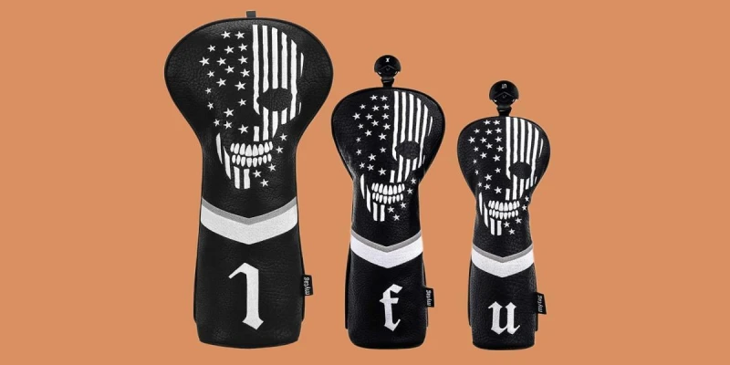 Golf Club Black Leather Headcovers Set Fits Driver Fairway Wood